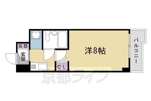パラドール西院PART-I(1K/5階)の間取り写真