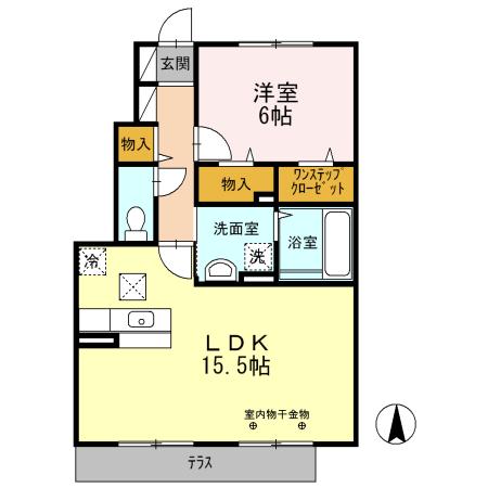 エクセルシア柏村(1LDK/1階)の間取り写真