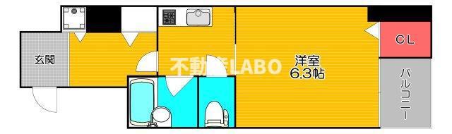 ベルシモンズ大阪港(1K/4階)の間取り写真