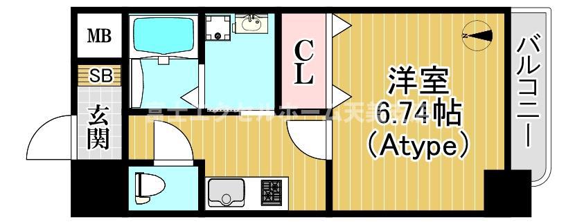 ふぁみーゆ天美南(1K/6階)の間取り写真