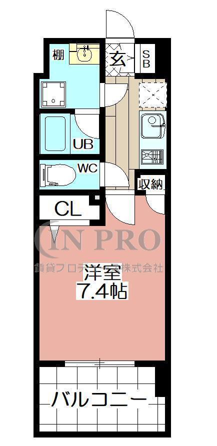 THE SQUARE URBAN RESIDENCE(1K/10階)の間取り写真