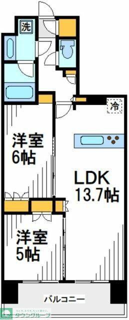 サンクレイドル平井(2LDK/3階)の間取り写真