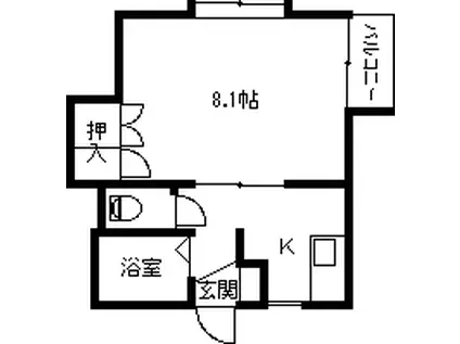 アパートメントイースト(1K/1階)の間取り写真