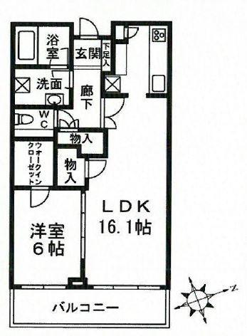 白金タワー(1LDK/25階)の間取り写真