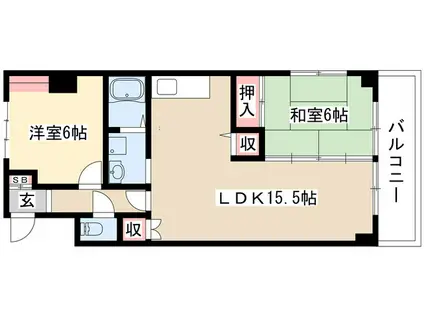 サンハイツ松井(2LDK/5階)の間取り写真