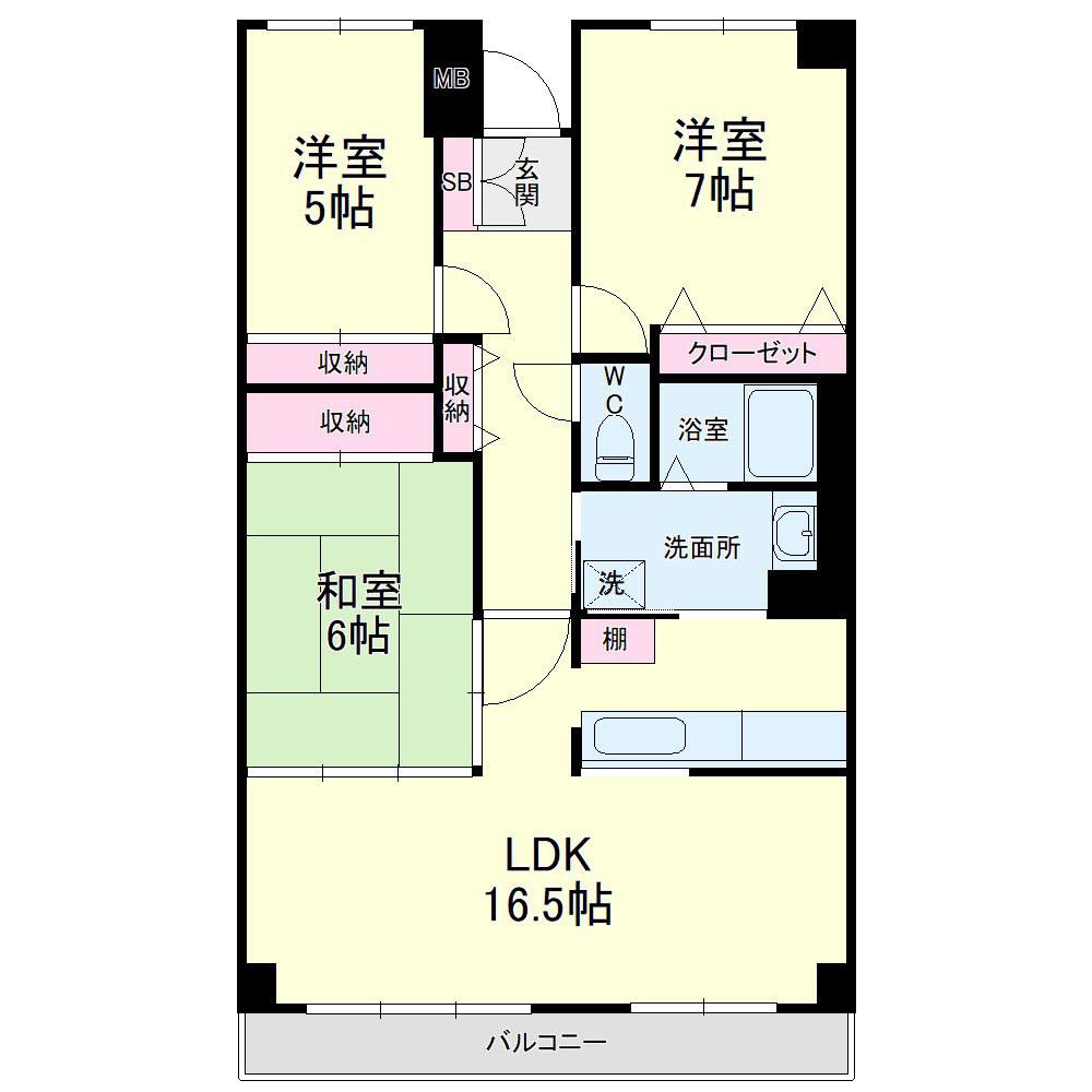 アートピア西ヶ崎(3LDK/9階)の間取り写真