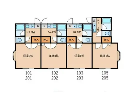 カスタードコートS(1K/2階)の間取り写真