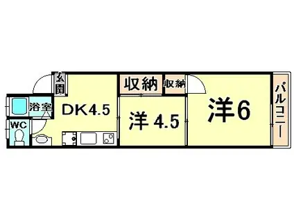 多田荘(2DK/2階)の間取り写真