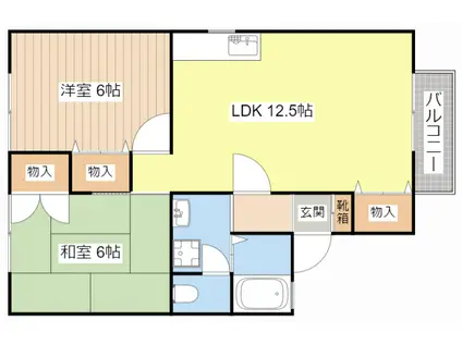 メルベーユシティ(2LDK/2階)の間取り写真