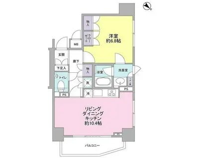 コンフォリア三宿(1LDK/7階)の間取り写真