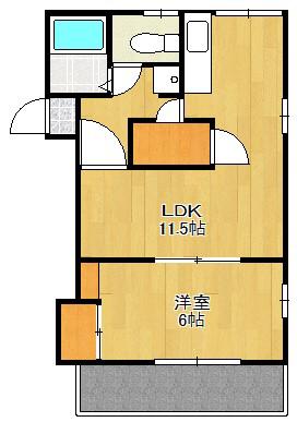 ピュア中央(1LDK/2階)の間取り写真