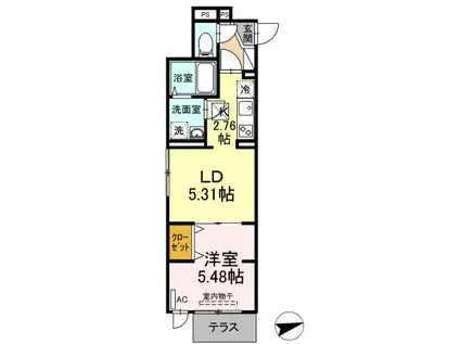 アナシエ久が原(1LDK/1階)の間取り写真