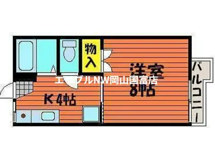 パールハイツB(1K/1階)の間取り写真