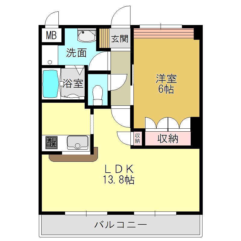 グレイス・ヒルズII(1LDK/2階)の間取り写真