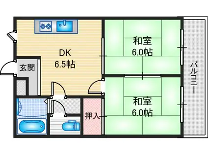タチバナマンション(2DK/1階)の間取り写真