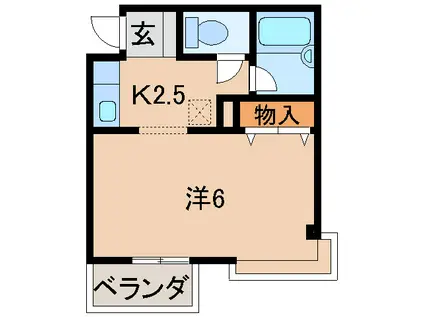 レスペート西庄I(1K/2階)の間取り写真