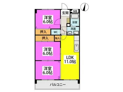 センチュリー中央(3LDK/1階)の間取り写真