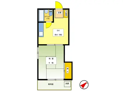 三鷹永谷ハイツII(1DK/1階)の間取り写真