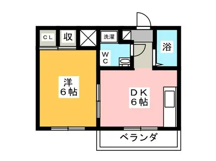 ハイム青木弐番館(1DK/2階)の間取り写真