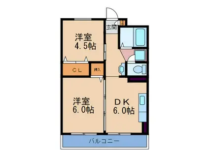 増田マンション(2DK/3階)の間取り写真