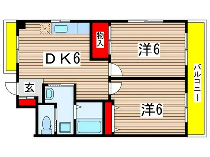 サンハイツ千葉(2DK/9階)の間取り写真