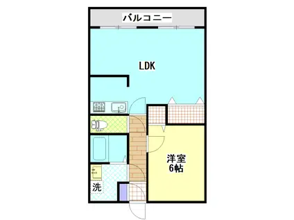 ＪＲ宇部線 琴芝駅 徒歩3分 7階建 築31年(1LDK/5階)の間取り写真