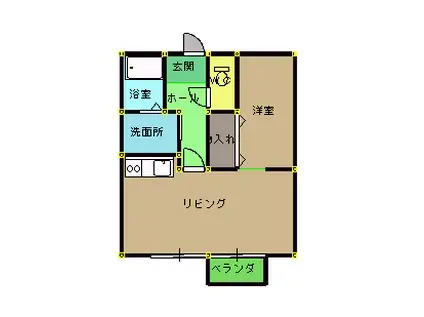 ピアニッシモ(1LDK/2階)の間取り写真