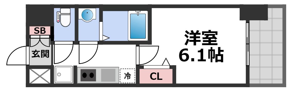 プレサンス野江内代ペルティエ(1K/6階)の間取り写真