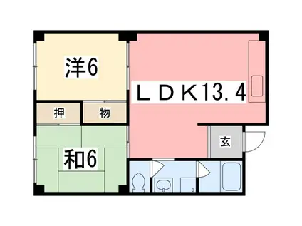 津田ビル(2LDK/4階)の間取り写真