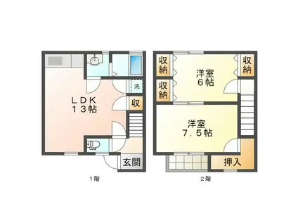 アンセーヌメゾン・ヤマキA(2LDK/2階)の間取り写真