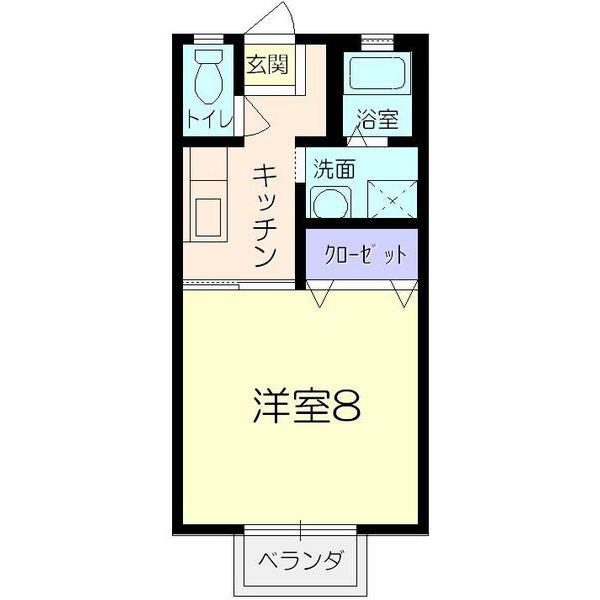 コーポ福母II(1K/1階)の間取り写真