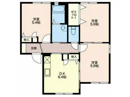 プレミール(3DK/1階)の間取り写真