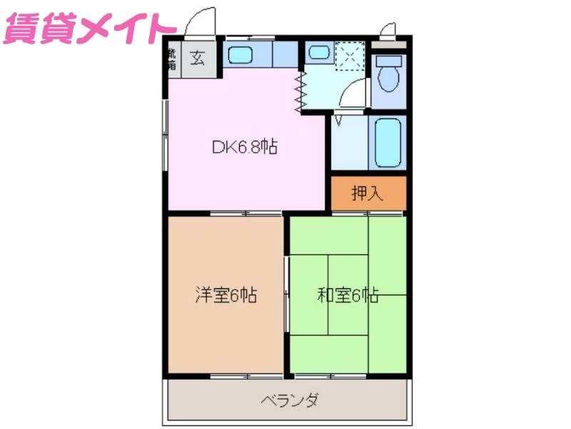 リベラル88(2DK/2階)の間取り写真