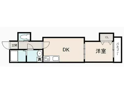 TKアンバーコート浜寺(1DK/3階)の間取り写真