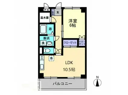 津山マンション(1LDK/6階)の間取り写真