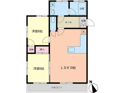 エトワールハイツ足利(2LDK/3階)の間取り写真