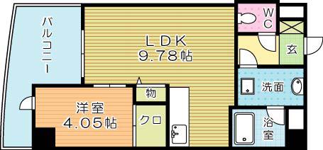 オリオンビル(1LDK/4階)の間取り写真