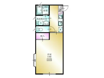 モントレー多賀城I(1K/1階)の間取り写真