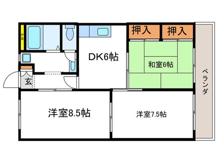 エバーグリーン嵐山(3DK/3階)の間取り写真