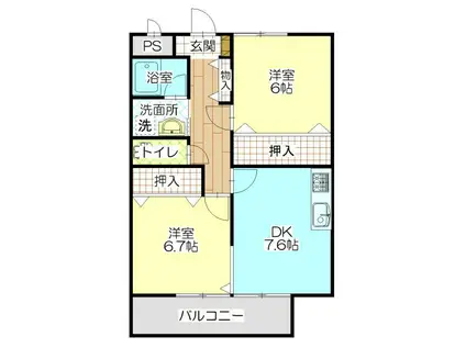 エクシヴ若宮II(2DK/4階)の間取り写真