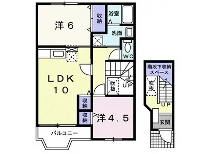 メゾンナカシマIIIB(2LDK/2階)の間取り写真