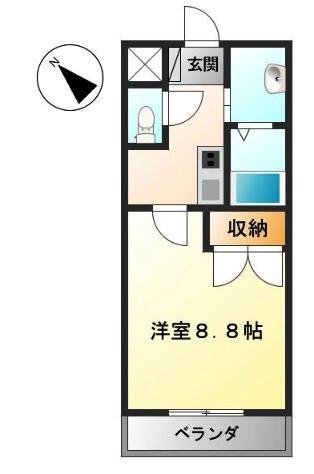 シャインヒルズ豊岡(1K/2階)の間取り写真