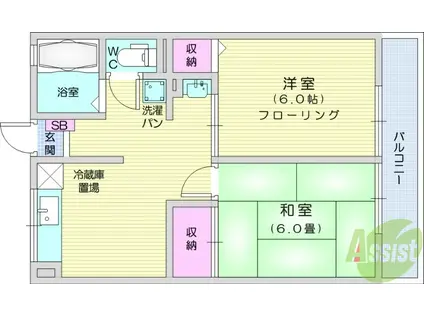 TOMATO B棟(2K/2階)の間取り写真
