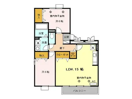シエークル21A(2LDK/2階)の間取り写真