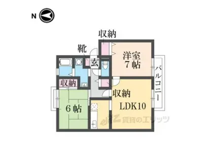 サンビレッジ学園前東坂G(2LDK/1階)の間取り写真