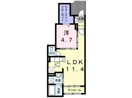 アムール 琴 III(1LDK/1階)の間取り写真