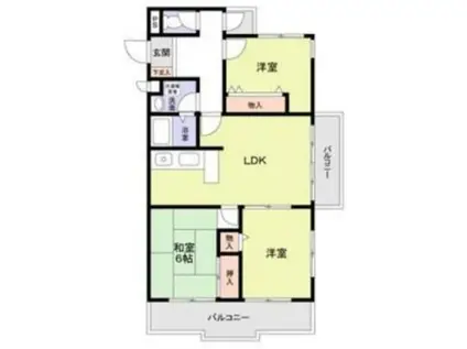 西脇ハイランドハイツ白鳳(3LDK/1階)の間取り写真