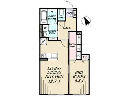 プラナス浜崎(1SLDK/1階)の間取り写真