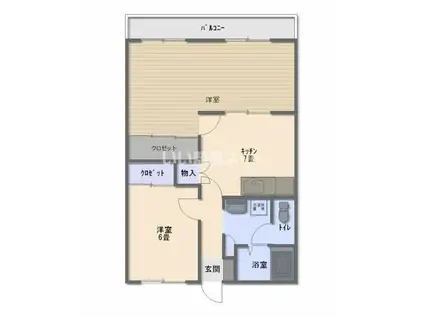 アリュール緑ヶ丘(2DK/3階)の間取り写真