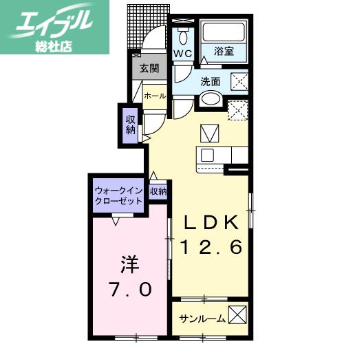 ベニアージュ D(1LDK/1階)の間取り写真
